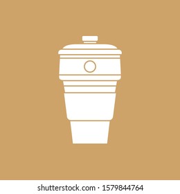 Vector folding coffee Cup. Organic plastic reusable coffee cup, coffee tumbler. Thermos for take away coffee.