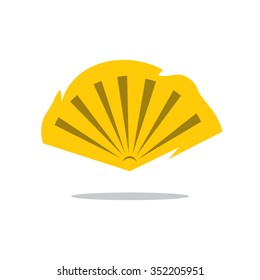 Vector Folding Fan Cartoon Illustration. Yellow Hand Fan Isolated on a White Background