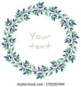 Vector foliate frame; round floral frame for greeting cards, invitations, wedding cards, posters, banners, web design.