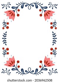 Vector Folk Art Floral Frame Illustration