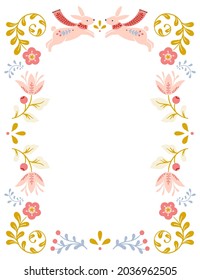 Vector Folk Art Frame Illustration Pastel Tones