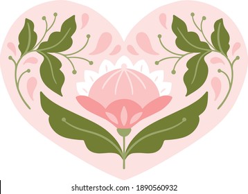 Corazón de arte folclórico vectorial aislado en un fondo blanco