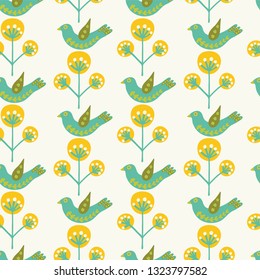 Vector folk art seamless pattern. Perfect for fabric, wallpaper, wrapping paper, scrapbooking projects, cards, invitations. Surface pattern design.
