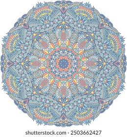 Vektor Volkskunst Stil Design Druck in Pastellfarben.Abstrakte Mandala Vintage ethnischen Zierelement. Arabesken Medaillon Design Indische Textil Medaillon