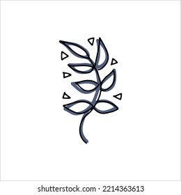 Vector folk art style. Folkart illustration with floral element isolated on white background
