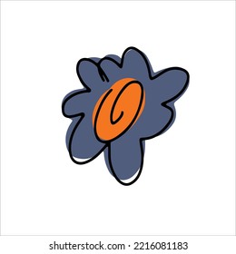 Vector folk art style. Folkart illustration with flower isolated on white background