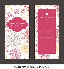Vector folk floral circles abstract vertical frame pattern invitation greeting cards set