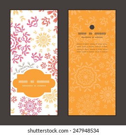 Vector folk floral circles abstract vertical frame pattern invitation greeting cards set