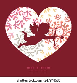 Vector folk floral circles abstract shooting cupid silhouette frame pattern invitation greeting card template