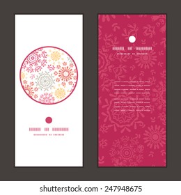 Vector folk floral circles abstract vertical round frame pattern invitation greeting cards set