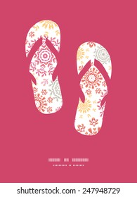 Vector folk floral circles abstract flip flops silhouettes pattern frame