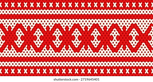 Vektor Folk Strickpullover Textur Hintergrund. Perfekte Folk ethnische Textur Stricken Hintergrund. Ideales textiles Gewebe-Weihnachtsverpackungs-Print-Design. EPS 10