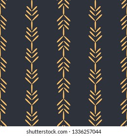 Vector Folk Wheat Design with Gold seamless pattern background. Perfect for fabric, wallpaper and scrapbooking projects.