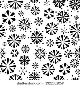 Vector Folklore Pysanky Rosettes in b&w seamless pattern background. Perfect for fabric, scrapbooking and wallpaper projects.	