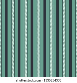Vector Folklore Stripes in green seamless pattern background.