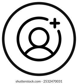 Vetor siga, ícone adicionar usuário. Perfeito para aplicativos e interfaces web, infográficos, apresentações, marketing, etc.