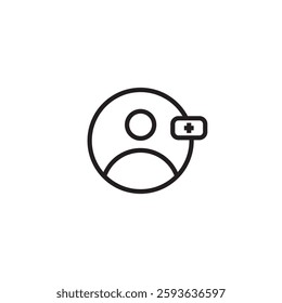 Vector follow, add user icon. Black, white background. Perfect for app and web interfaces, infographics, presentations, marketing, etc.