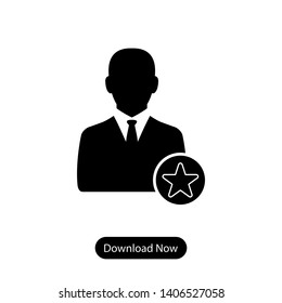Vector Following Account Icon. Ideal Man. Avatar sign, Favorite man with star. User icon. Good man symbol. Best quality person icon. Favorite User Icon vector