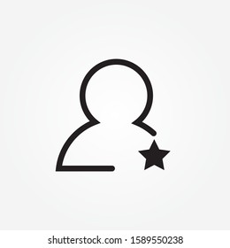 Vector Following Account Icon. Ideal Man. Avatar sign, Favorite man with star. User icon. Good man symbol. Best quality person icon