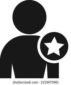 Vector Following Account Icon. Ideal Man. Avatar sign, Favorite man with star. User icon. Good man symbol. Best quality person icon