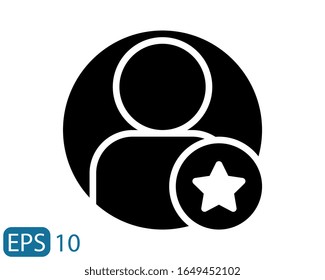 Vector Following Account sign. Ideal Man. Vector Following Account Icon. Ideal Man. Avatar sign, Favorite man with star. User icon. Good man symbol. Best quality person icon. Solid style icon