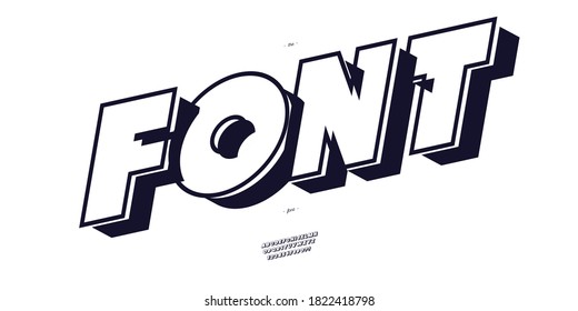 Vector font 3d bold colorful style modern typography for poster, decoration, promotion, book, t shirt, sale banner, printing on fabric. Cool alphabet. Trendy typeface. 10 eps