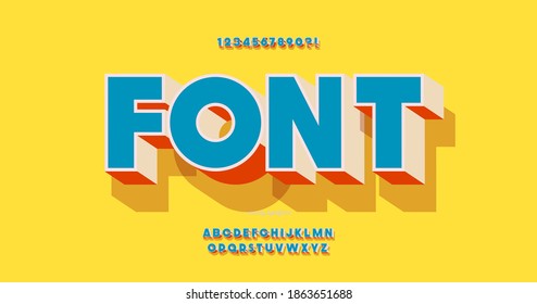 Fuente vectorial 3d estilo llamativo y colorido moderno tipografía para infografías, gráficos de movimiento, video, promoción, decoración, logotipo, póster de partido, camiseta, libro, animación, banner, juego, impresión. 10 pasos