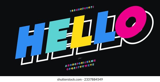 Vector font 3D colorful modern typography style