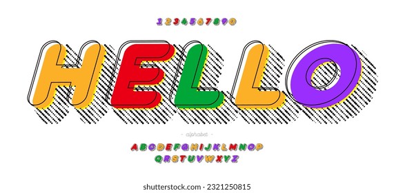 Vector font 3D style modern typography for decoration