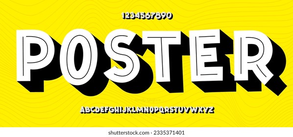 Vector font 3D style trendy typography for decoration
