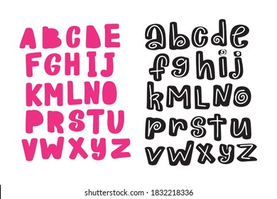 Vector font and alphabet. Abc, english letters. Uneven, unexpected, playful font for headings, flyer greeting cards, product packaging, book cover, printed quotes, logotype album covers, etc. 