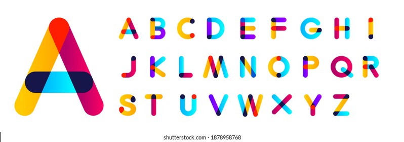 Vector font   alphabet  Abc  english letters  Vector colorful layered font   alphabet  Cute Color alphabet  Hand drawing font for children  Flat isolated vector illustration  to z letters 