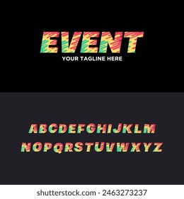 Vector font and alphabet abstract colorful. Abc, english letters templates. event