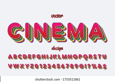 fuente vectorial, diseño alfabético, vector de tipo, fuente retro, fondo de estilo blanco y rojo