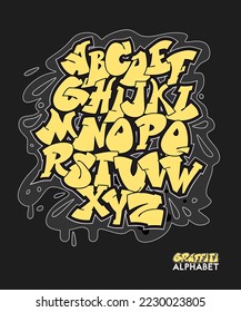 Vector font alphabet in graffiti comic style. Street art design. Hand drawn lettering.