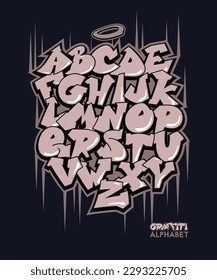 Vector font alphabet in graffiti comic style. Street art design. Hand drawn lettering.