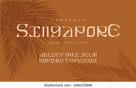 Vector Font and alphabet is made in Asian style. Handcrafted font and alphabet.