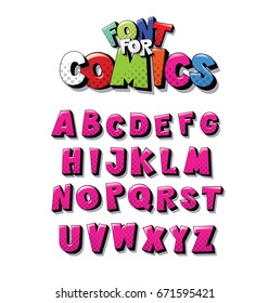 Vector font alphabet. The font is perfect for comic design. Letters can be used in children's booklets posters in cartoon screensavers. Set of letters in the style of pop art comics. English language