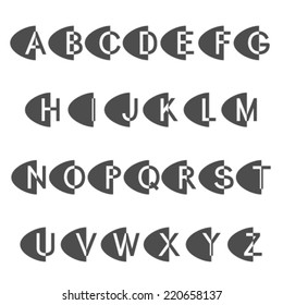 Vector font alphabet - simple black white letters - oval design