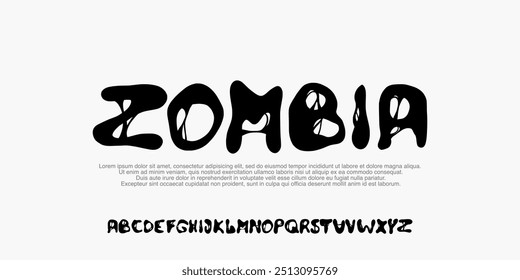 Vector font Alphabet. Trendy Liquid and Groovy Letters. Handdrawn ,Playful font. Decorative Artistic Font. design for movie, comic, urban .Uppercase 