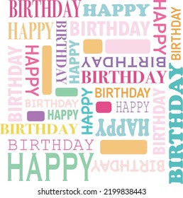  Tarjeta de cumpleaños de tipo de letra vectorial