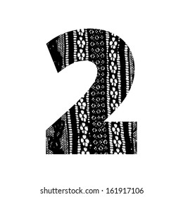 Vector font with black lace pattern - Number 2 