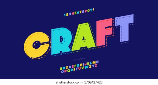 Vector font bold colorful style trendy typography for kids banner, game, infographic, decoration, t shirt, party poster, printing, animation, promotion, logotype, motion graphics, video. 10 eps