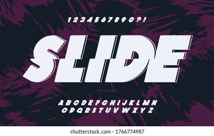 Vector font bold style modern typography for decoration, logo, poster, t shirt, book, card, sale banner, printing on fabric, industrial. Cool typeface. Trendy alphabet. 10 eps