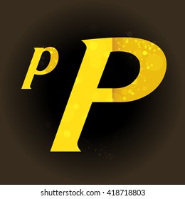 vector font with a bright Golden Sparkling light sensual dimension letters on balck background