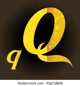 vector font with a bright Golden Sparkling light sensual dimension letters on balck background