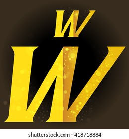 vector font with a bright Golden Sparkling light sensual dimension letters on balck background