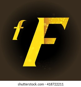 vector font with a bright Golden Sparkling light sensual dimension letters on balck background