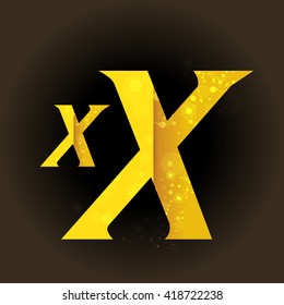 vector font with a bright Golden Sparkling light sensual dimension letters on balck background