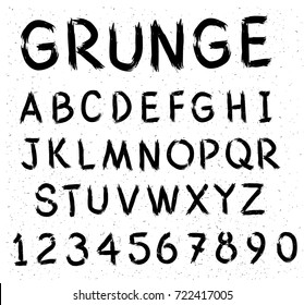 Vector Font. Brush strokes bold type. Grunge ABC. Painted letters design